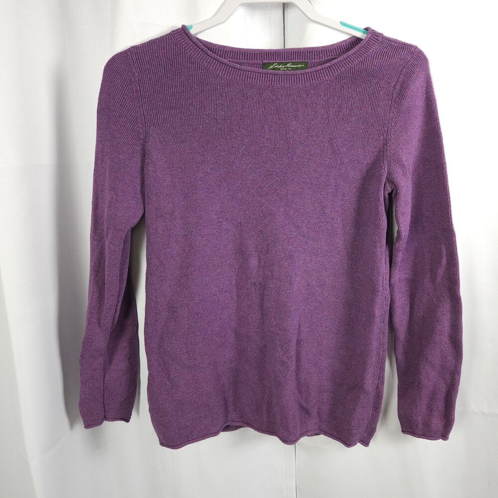 Eddie Bauer Purple Cotton Nylon Pullover Crewneck Sweater‎ Women's Small